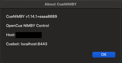 CueNIMBY About Window on macOS