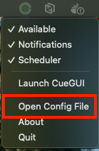 CueNIMBY Open Config File on macOS