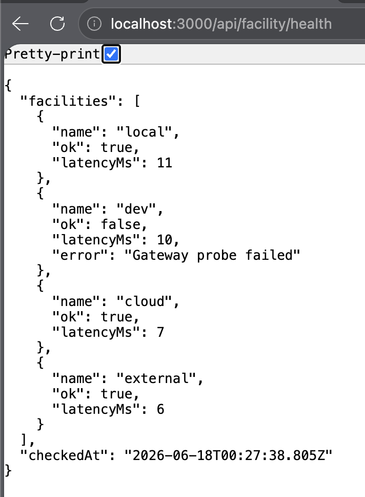 OpenCueWeb per-facility health endpoint