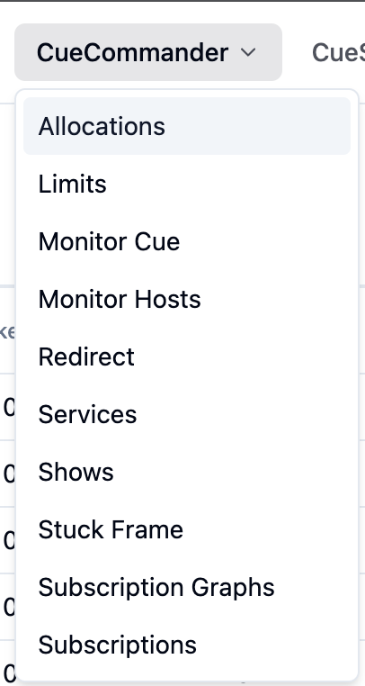 Allocations entry in the CueCommander menu