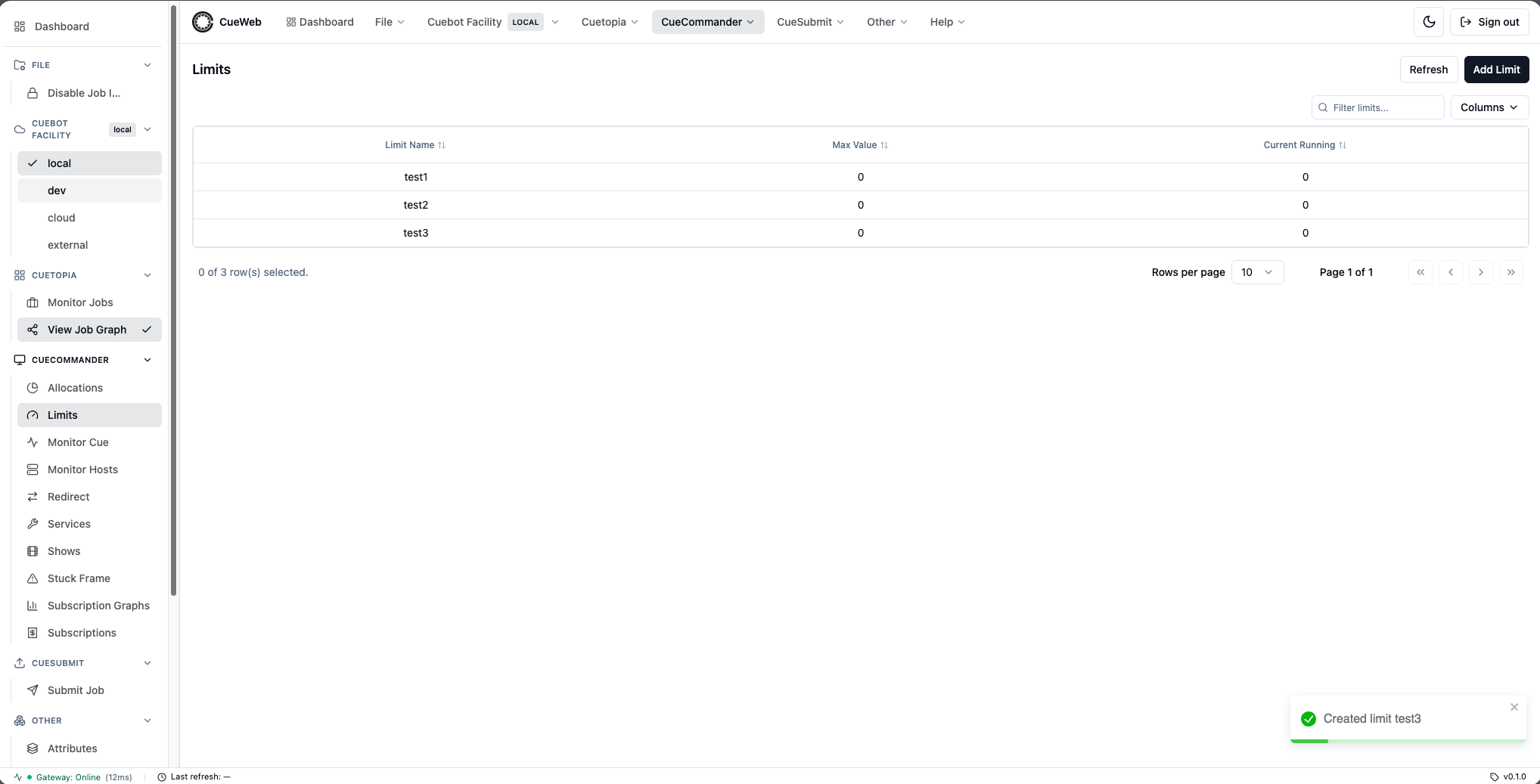 Limit added confirmation