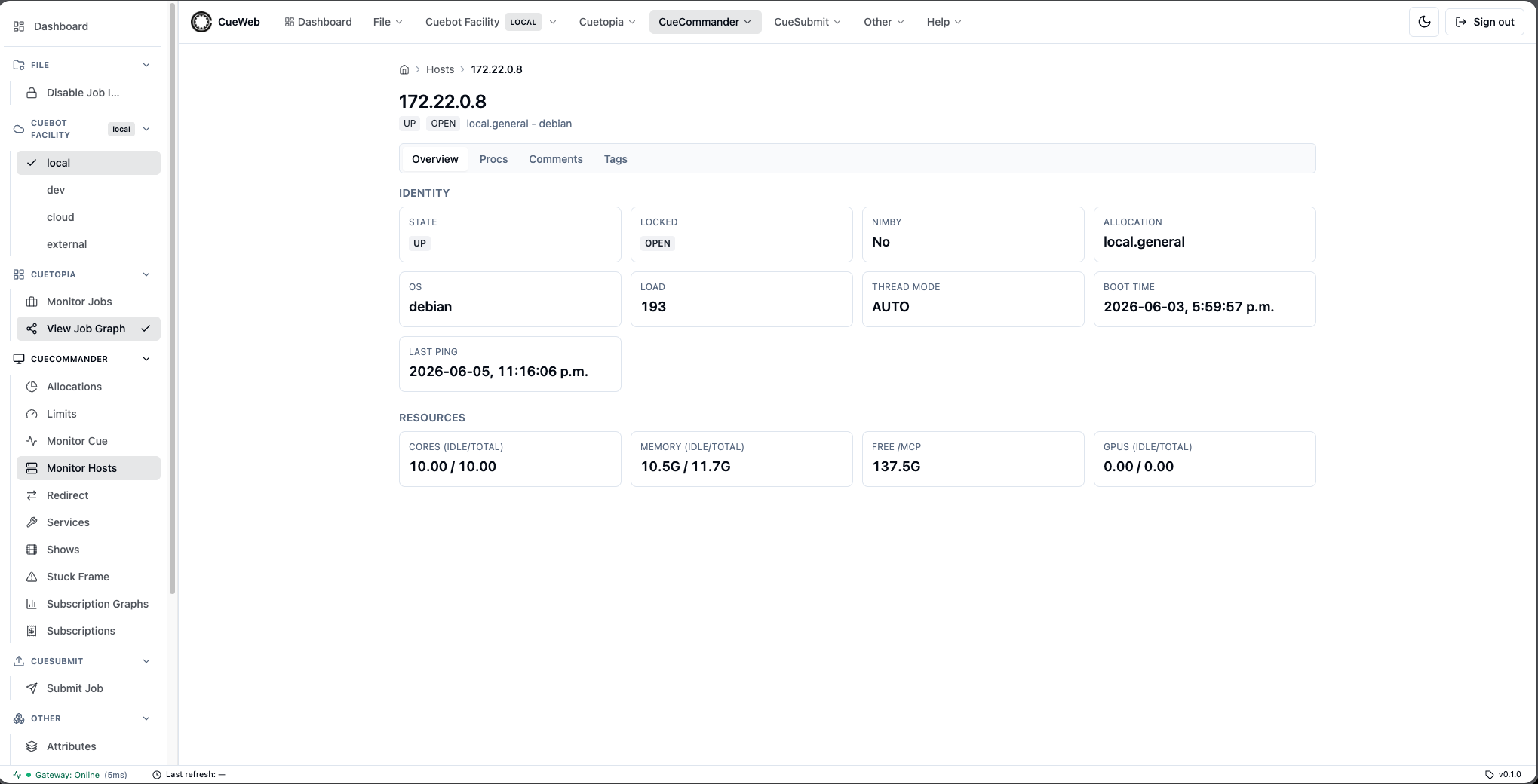 Host detail page - Overview tab