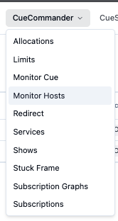 Monitor Hosts entry in the CueCommander menu