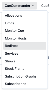 Redirect entry in the CueCommander menu
