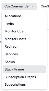 Stuck Frame entry in the CueCommander menu