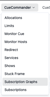 Subscription Graphs entry in the CueCommander menu