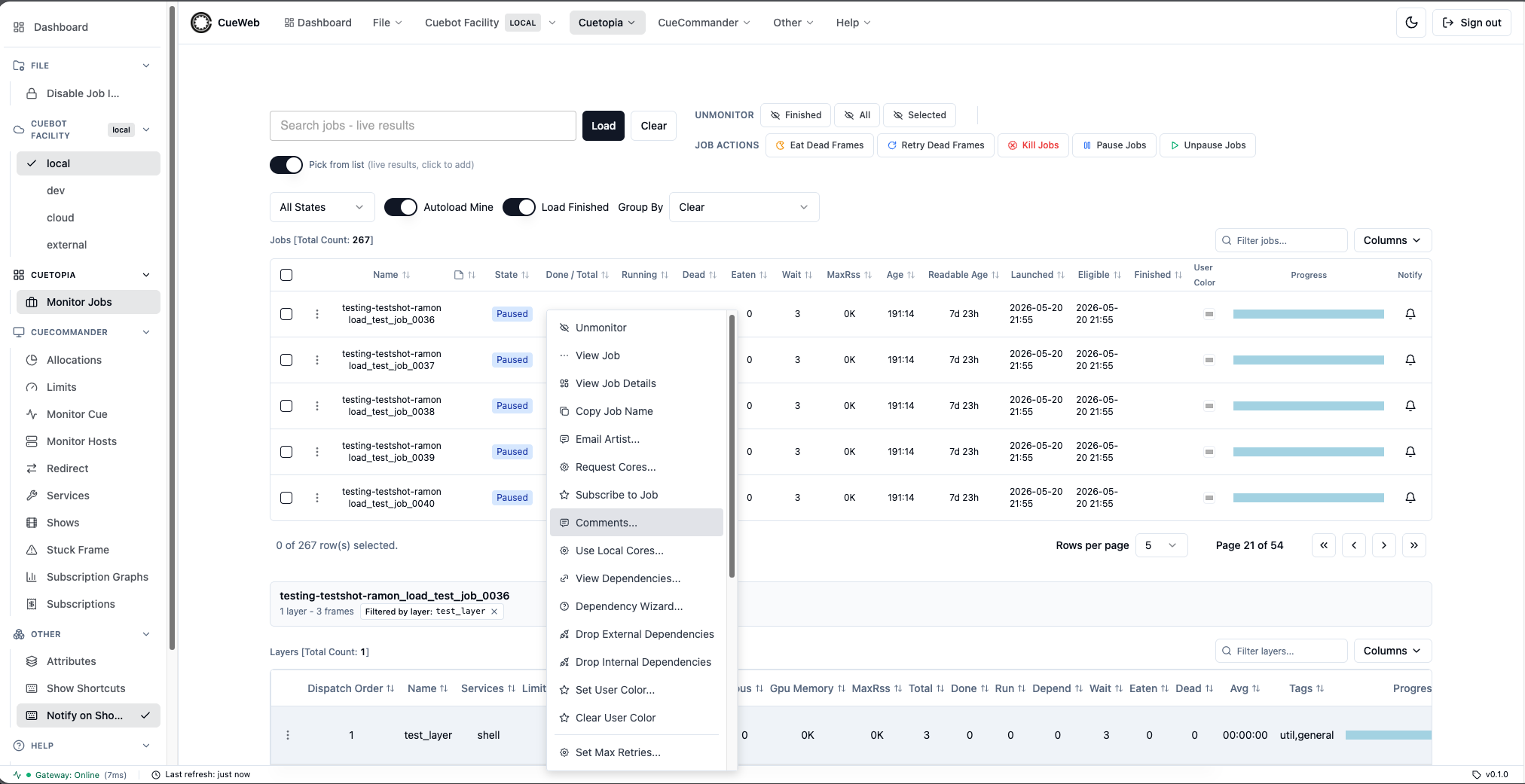 Comments menu entry
