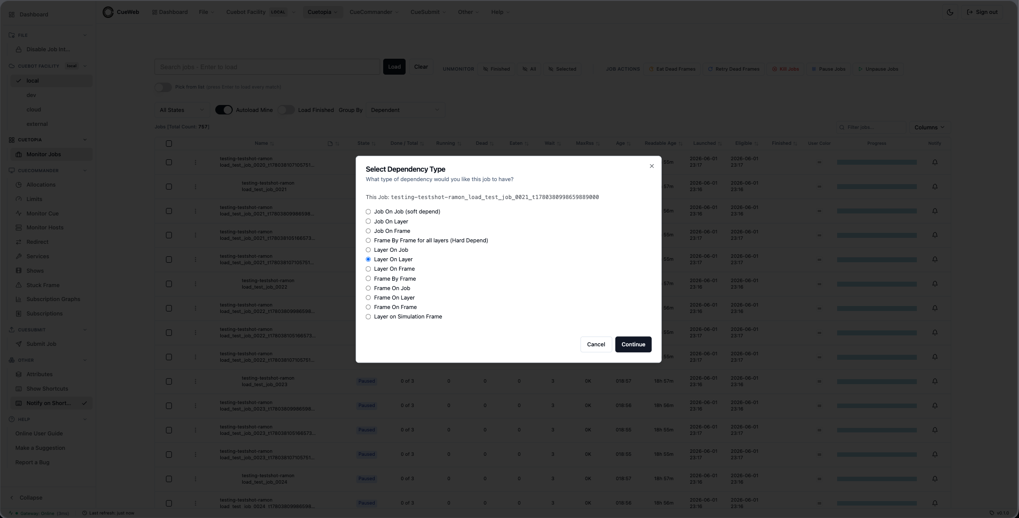 Layer On Layer step 1 - select the dependency type