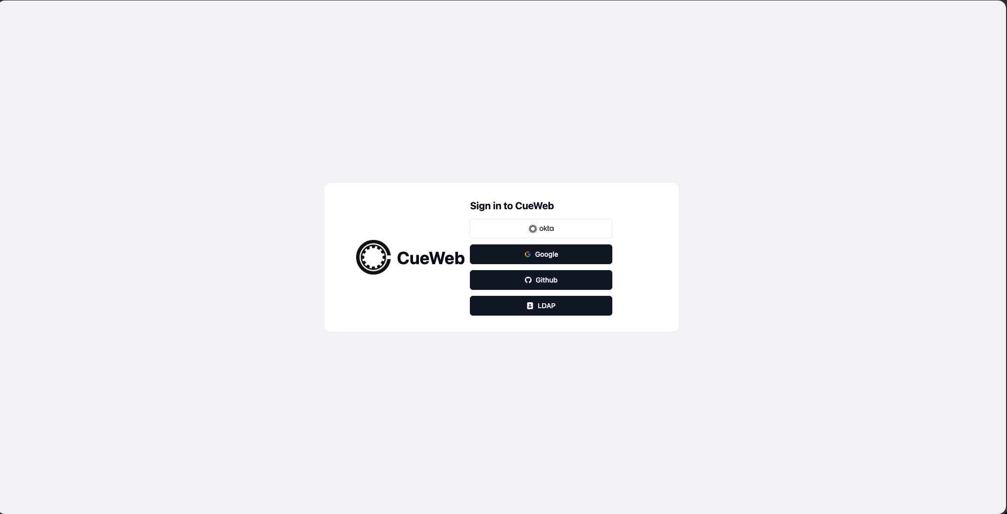 CueWeb login page