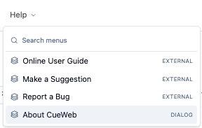 About CueWeb in the Help menu