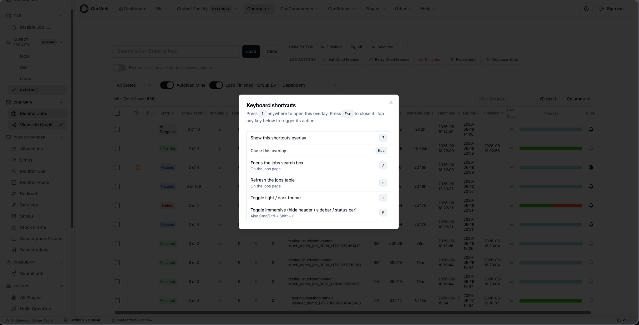 Keyboard shortcuts overlay