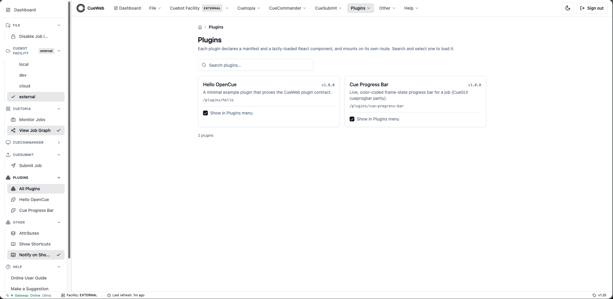 CueWeb Plugins page