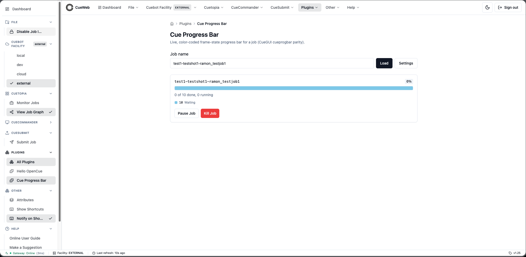 Cue Progress Bar plugin