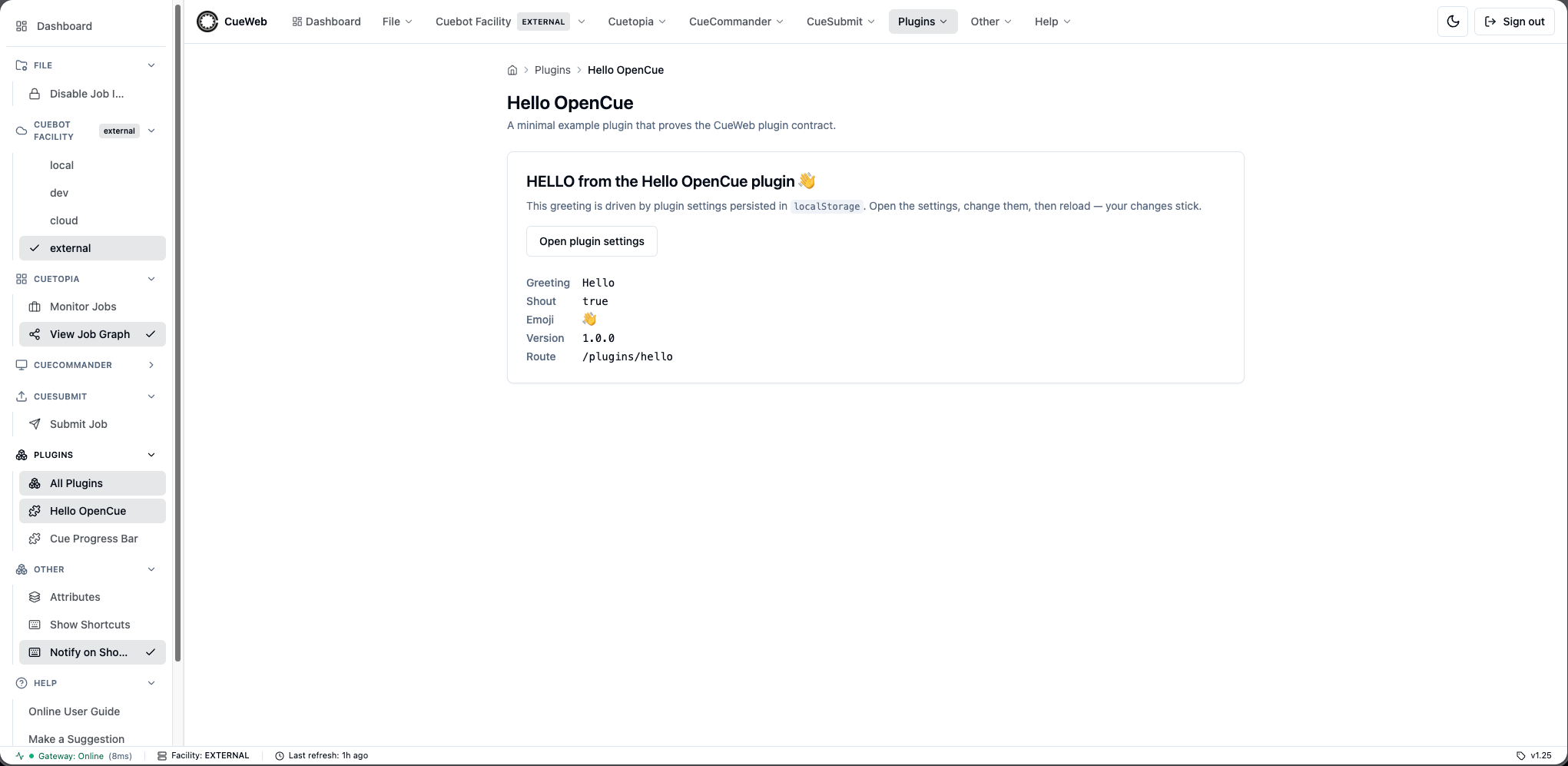 Hello OpenCue plugin