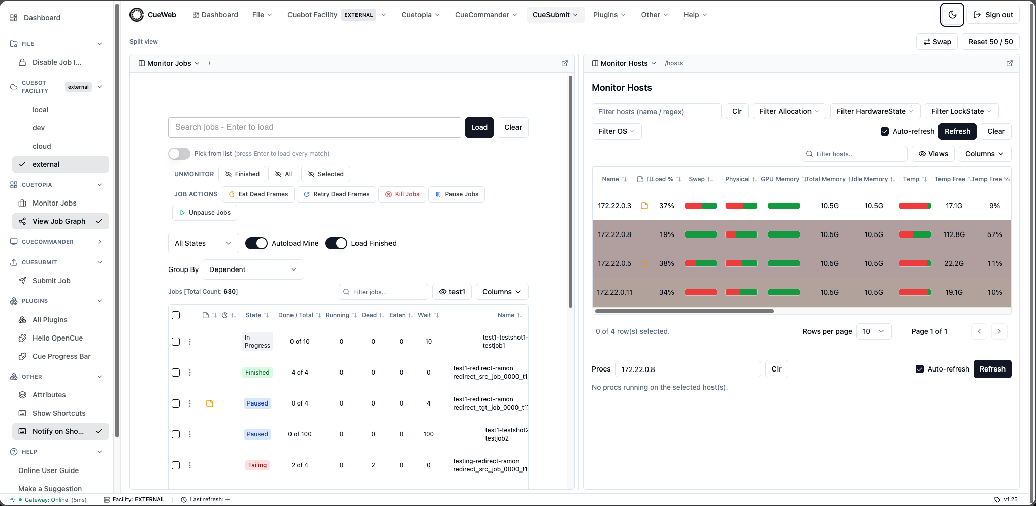 CueWeb split view