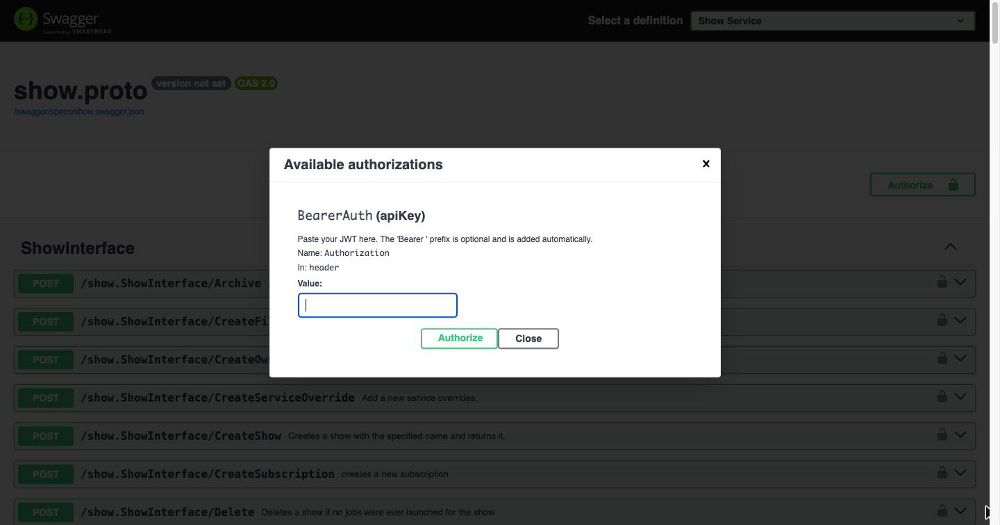 The Authorize dialog