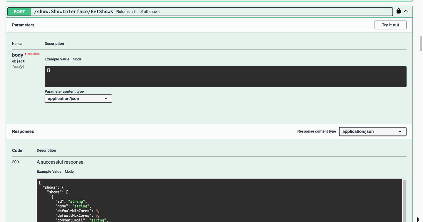 The GetShows endpoint expanded
